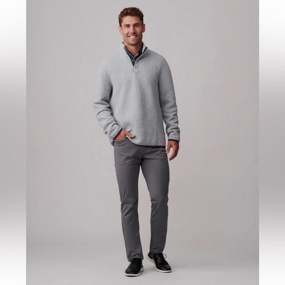 RHONE Gramercy Gray 1/4 Placket Pullover Sz 2XL Sweater Quilted Preppy Classic - Picture 10 of 16